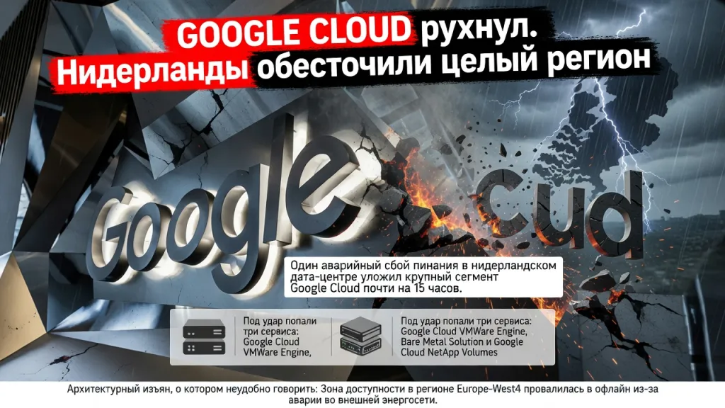 Google Cloud рухнул. Нидерланды обесточили целый регион